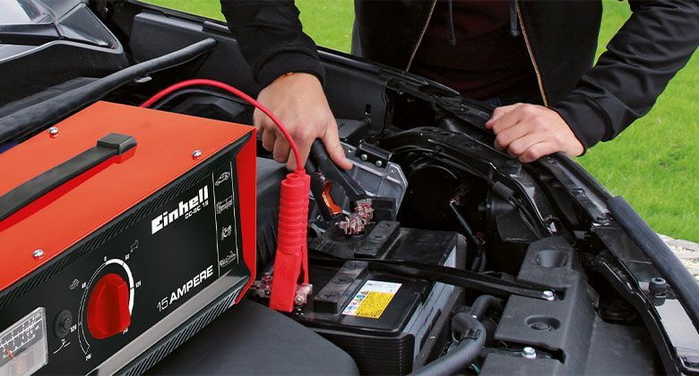 battery charger in use
