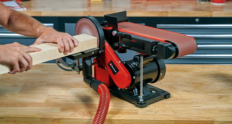 stationary belt-disc sander in side perspective